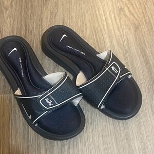 Nike Black and White Comfort Slides